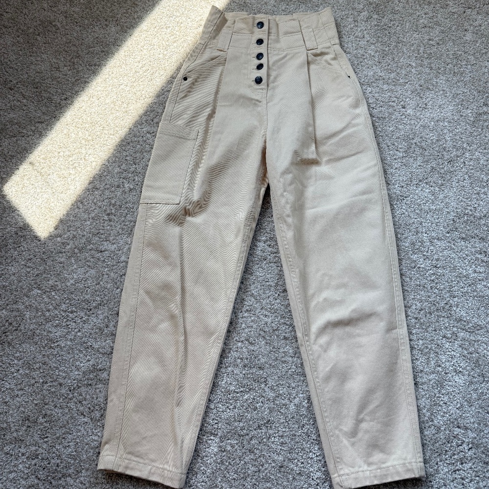 Shona Joy | high waist button up denim | cream | size 2